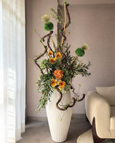 Towering Modern Dried Floral Floor Centerpiece With Pot